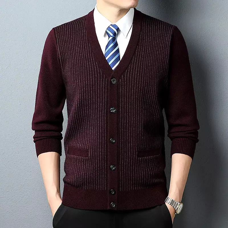 2023 Autumn Fashion: Men's Knitted V-neck Sweater