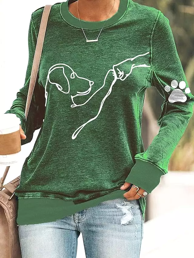 Active Sportswear Dog Print Women's Sweatshirt