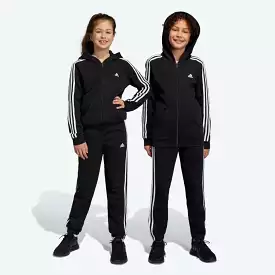 ADIDAS JUNIOR ESSENTIALS 3-STRIPES FLEECE BLACK TRACKPANTS