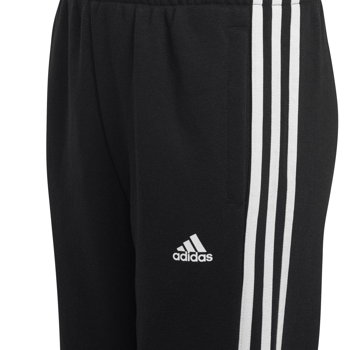 ADIDAS JUNIOR ESSENTIALS 3-STRIPES FLEECE BLACK TRACKPANTS