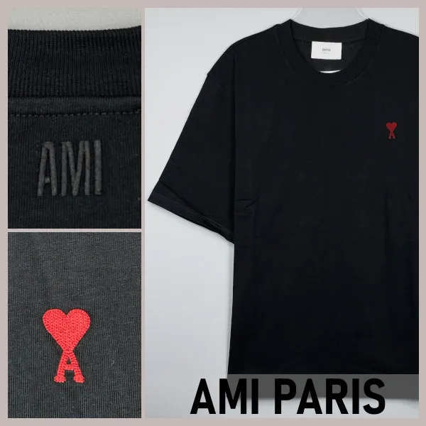 AMI PARIS  |Street Style Cotton Logo Designers T-Shirts