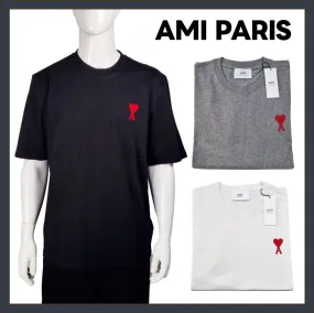 AMI PARIS  |Unisex Street Style Cotton Logo Designers T-Shirts