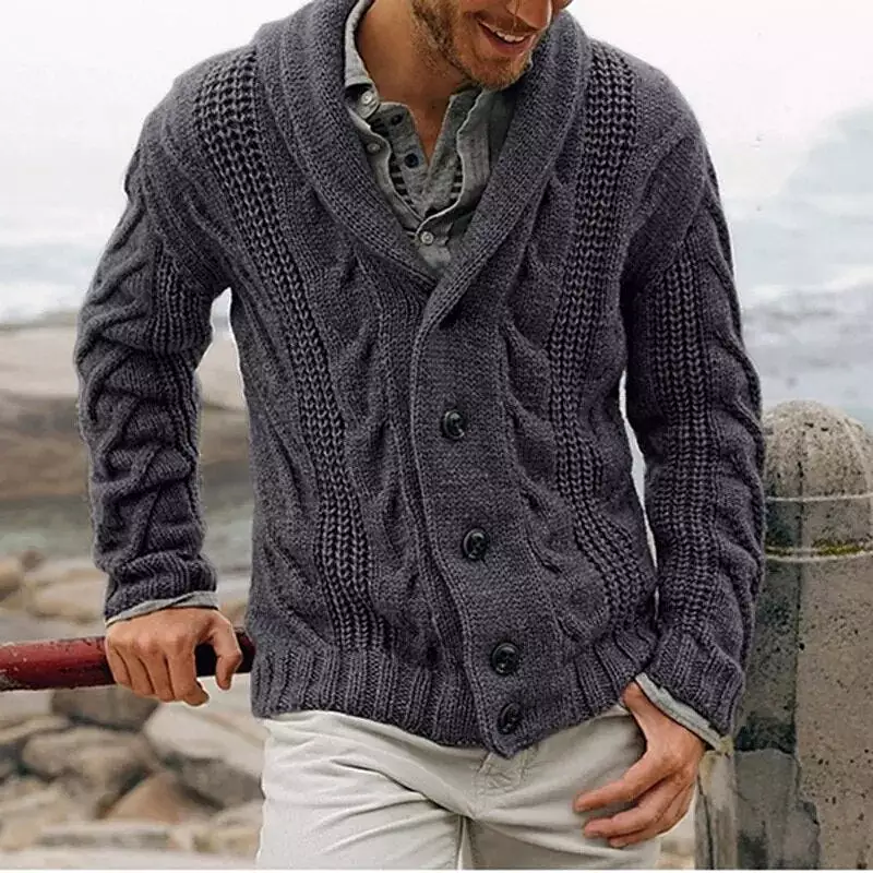 Ashore Shop New Men's Autumn Winter Sweater Cardigan Single-breasted Large Size i