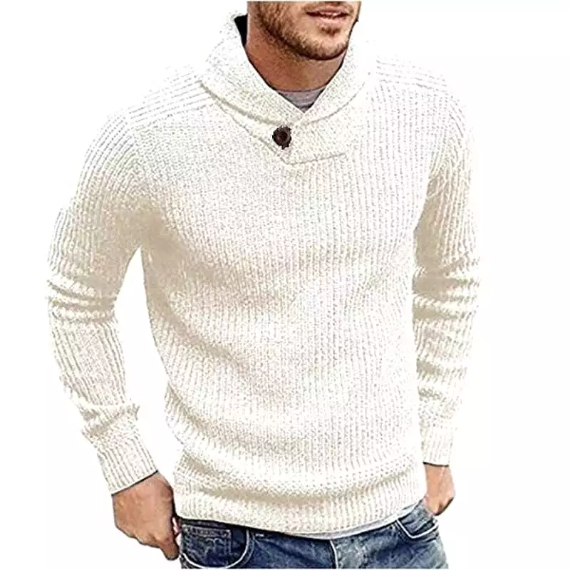 ASHORESHOP 2019 Fall Cowl neck knitted men sweater pullover cable sweater