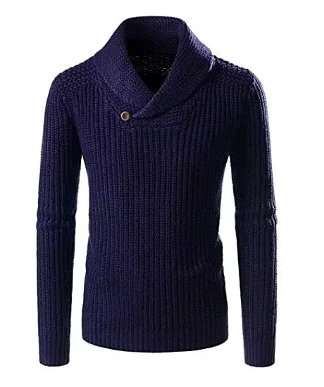 ASHORESHOP 2019 Fall Cowl neck knitted men sweater pullover cable sweater