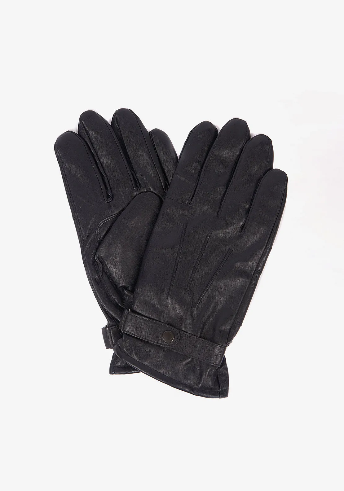 Barbour Burnished Leather Gloves, Black