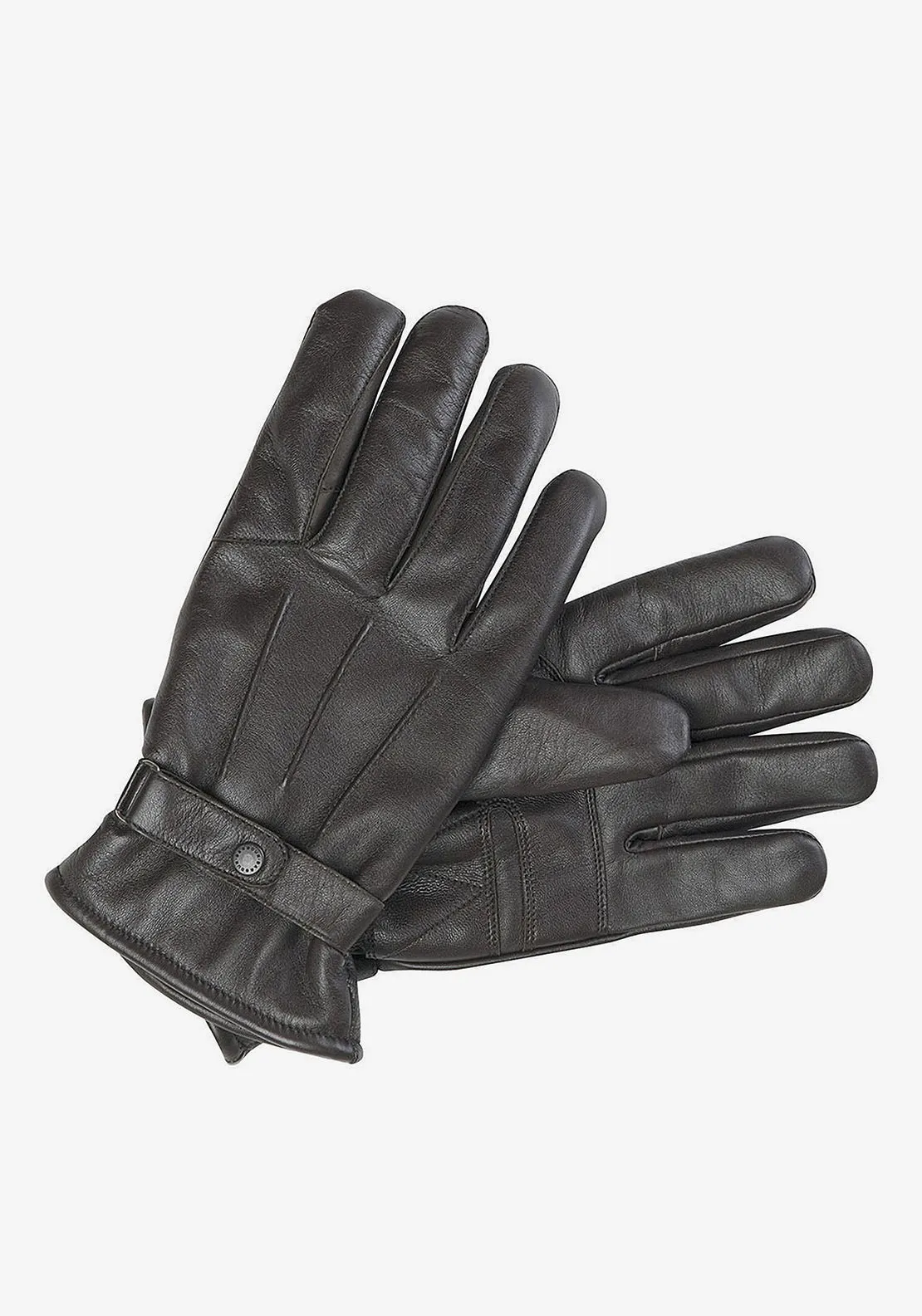 Barbour Burnished Leather Gloves, Dark Brown