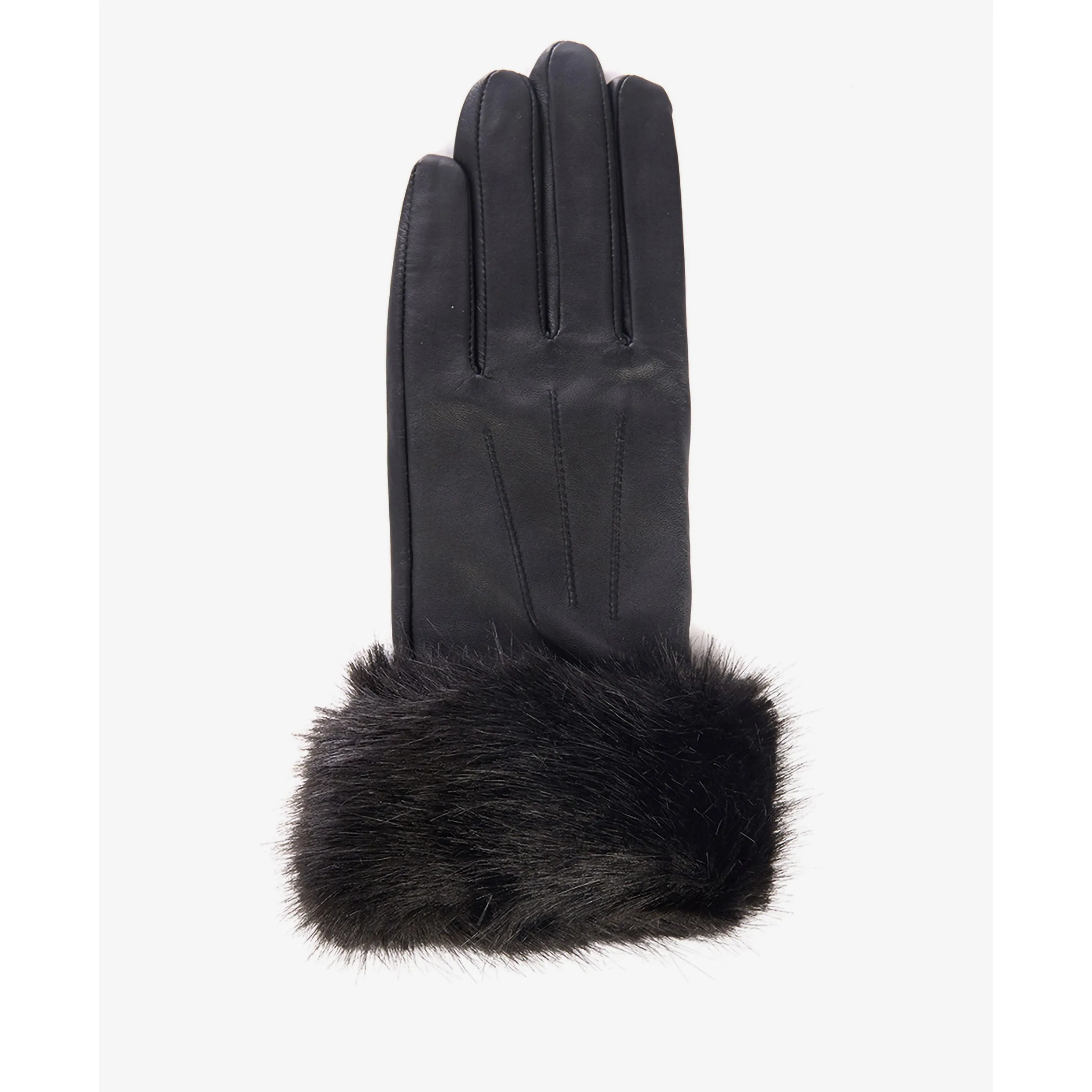 Barbour Fur Trim Leather Gloves LGL0043 Black