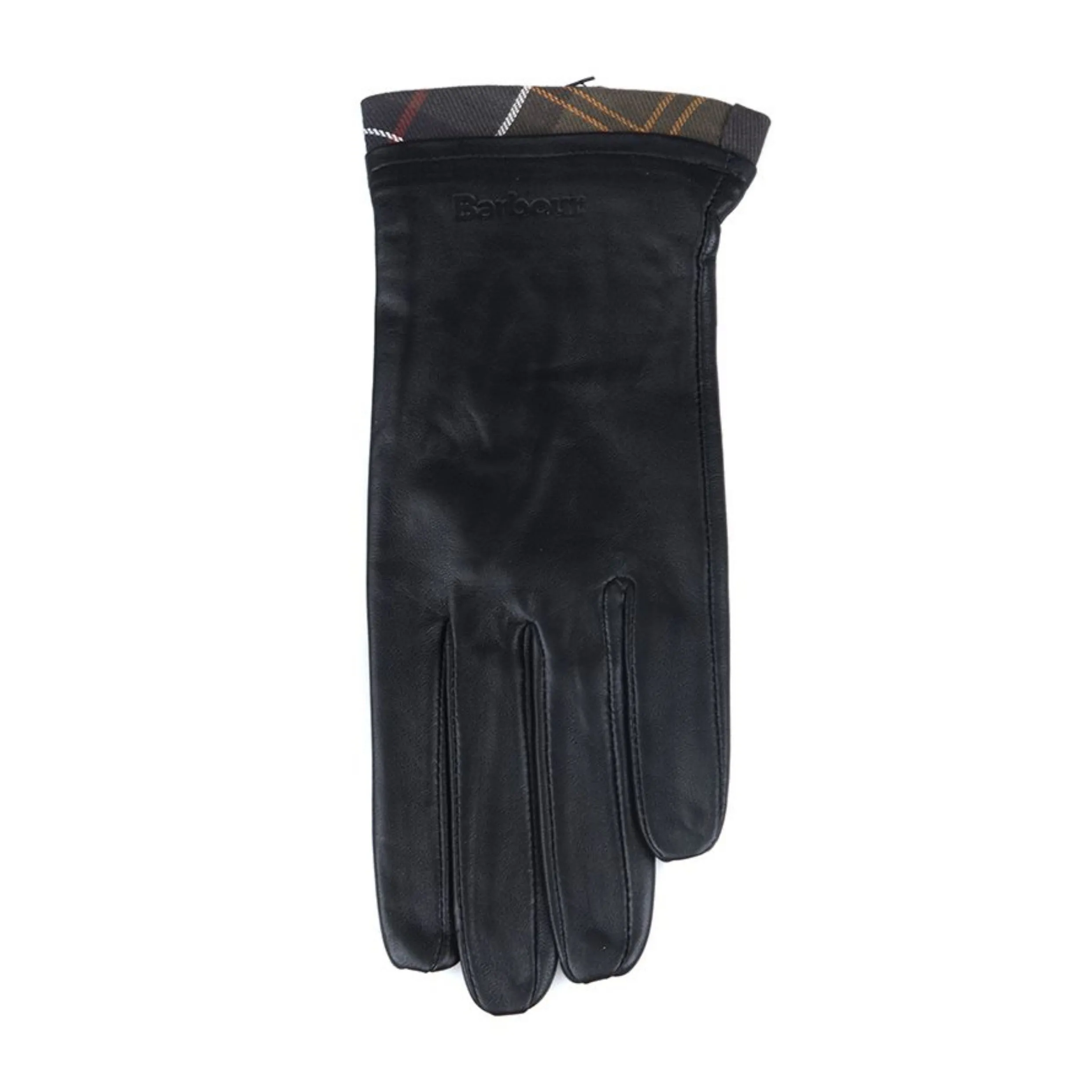 Barbour Tartan Trimmed Leather GloveS In Black/Classic LGL0048BK11