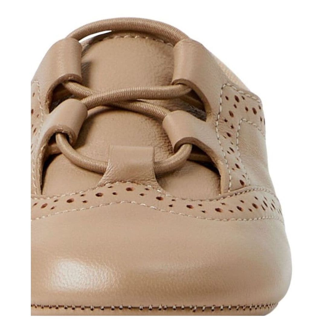 Beige Leather Pre-Walker Shoes