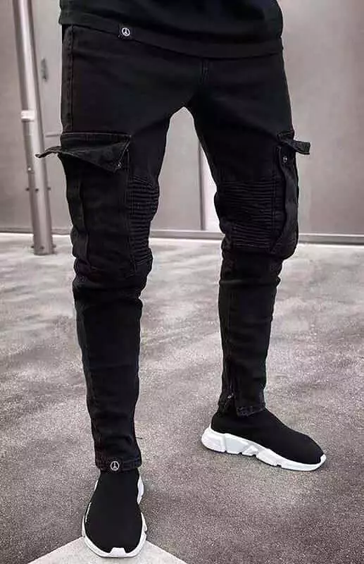 Black Men Cargo Jeans