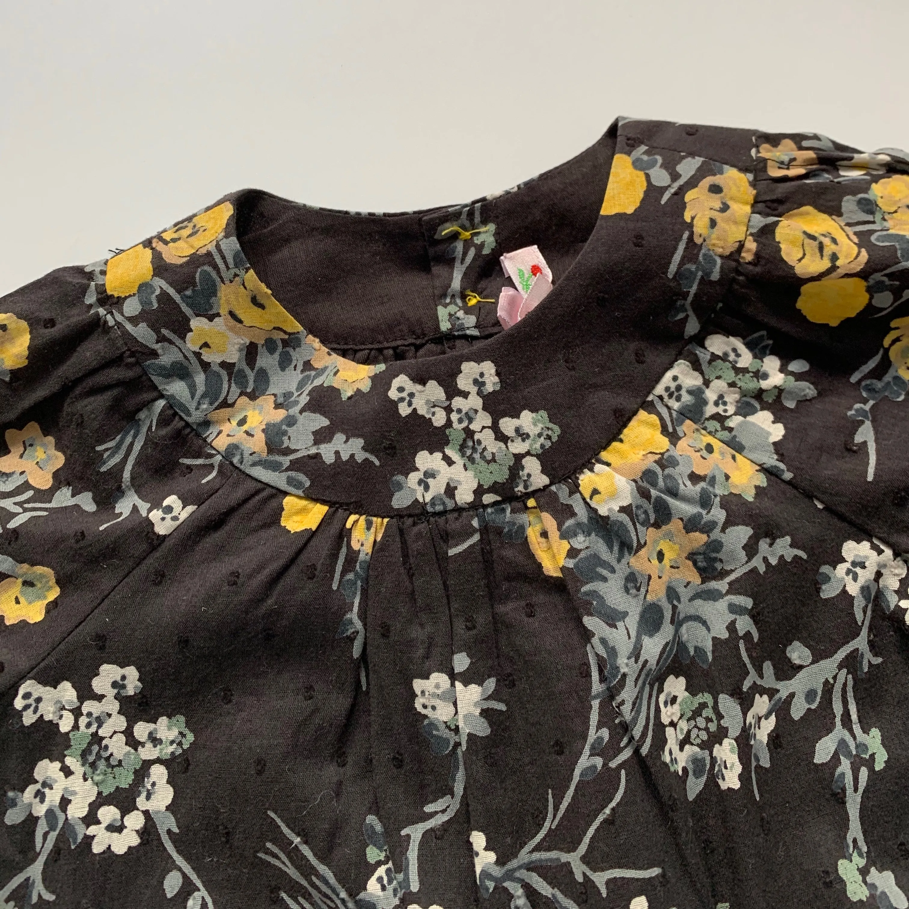 Bonpoint Black And Yellow Floral Print Dress: 12 Months (Brand New)