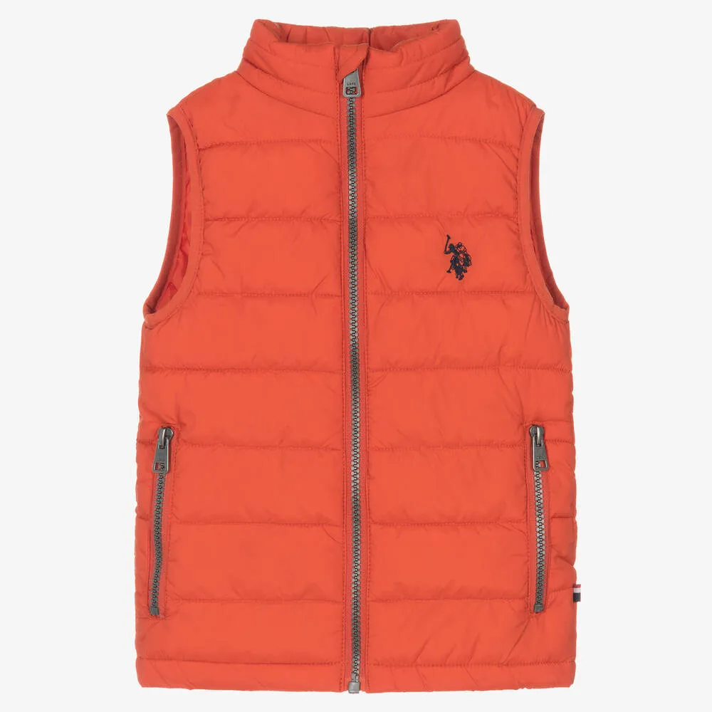 Boys Orange Puffer Gilet