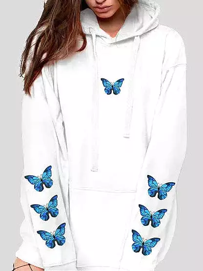 Casual Butterfly Graphic Women's Hoodie Sweatshirt