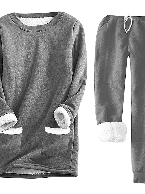 Casual Fleece Women's Sweatshirt and Pants Set