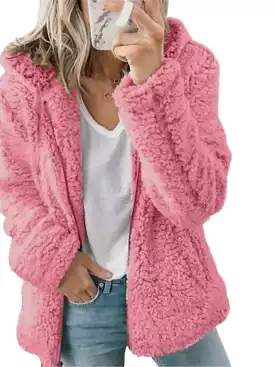 Chic & Modern Women's Sherpa Teddy Coat Zip-Up Hoodie for Daily Fall Wardrobe