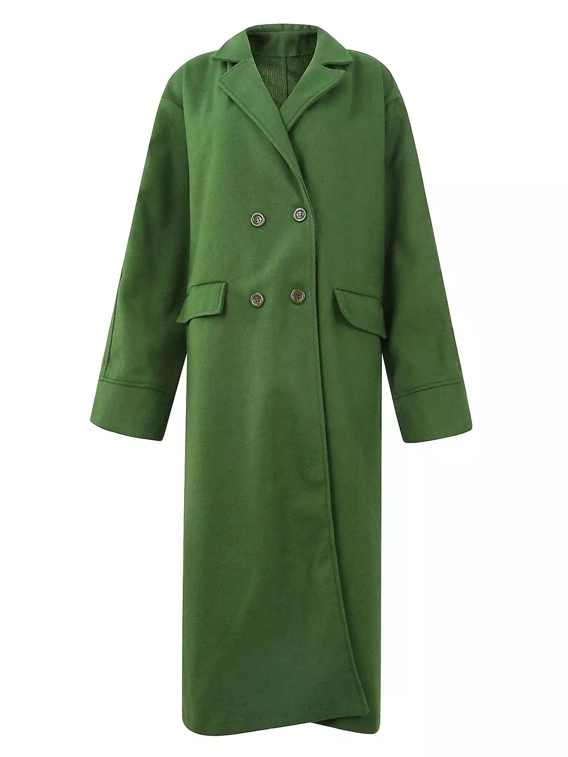 Chic Women's Wool Blend Double-Breasted Coat with Stand Collar