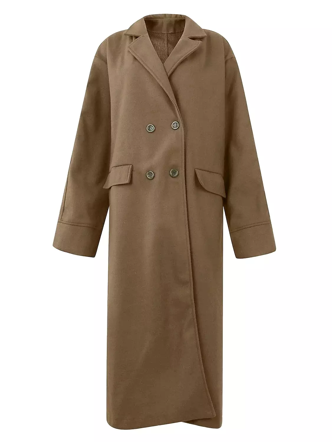 Chic Women's Wool Blend Double-Breasted Coat with Stand Collar