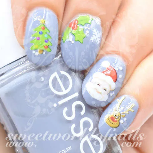 Christmas Nail Art Santa Tree Reindeer Nail Water Decals