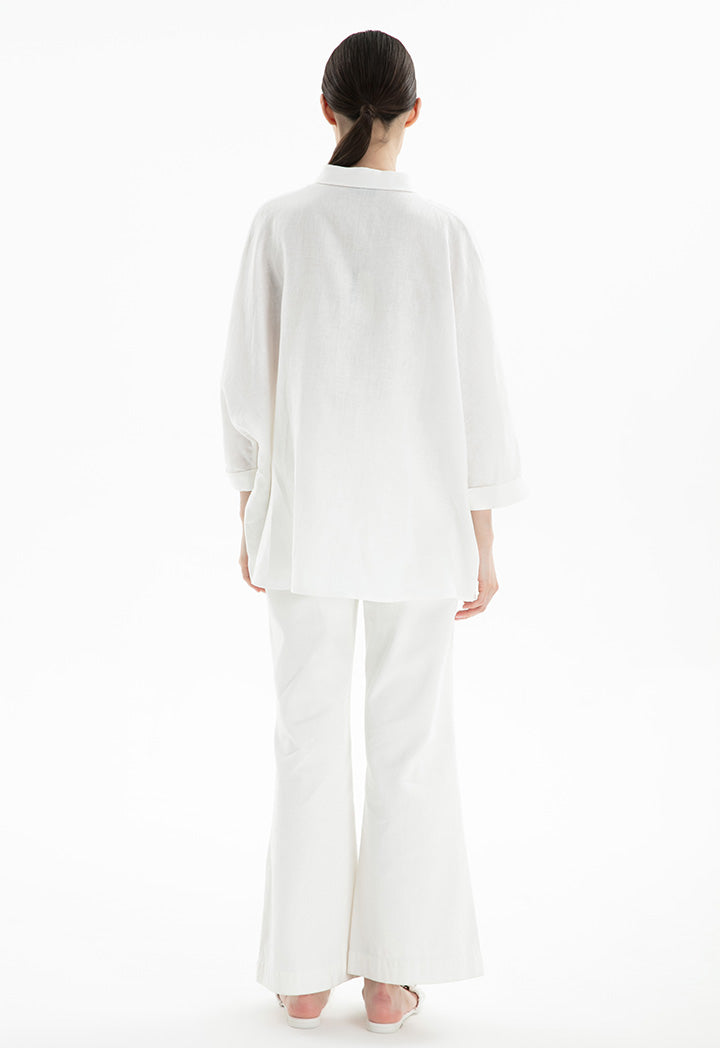 Collared Concealed Buttons Oversized Shirt