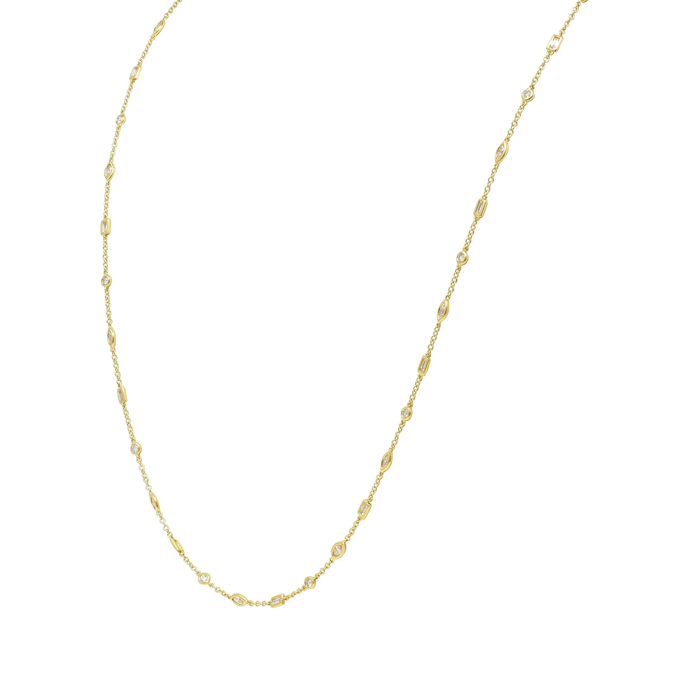 Contemporary 2.84 CTW Diamond 18 Karat Yellow Gold Diamonds-By-The-Yard Necklace