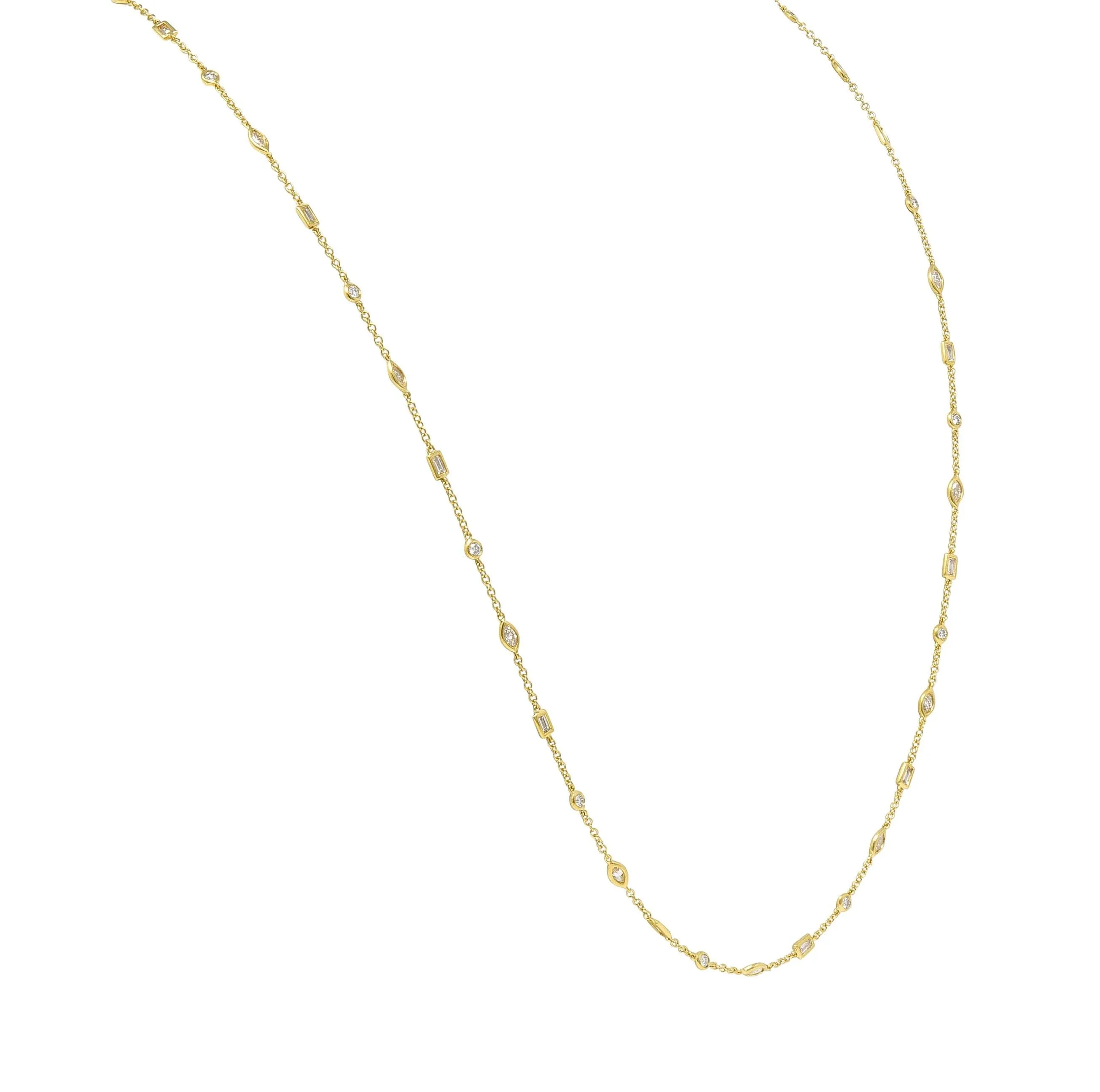 Contemporary 2.84 CTW Diamond 18 Karat Yellow Gold Diamonds-By-The-Yard Necklace