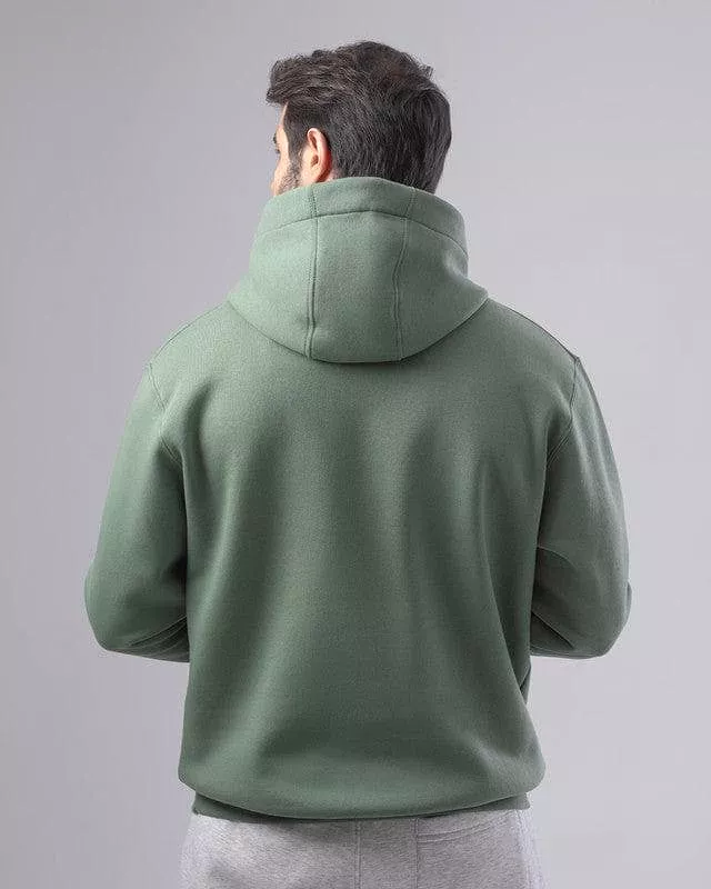 CONTRAST DESIGN HOODIE   - OLIVE