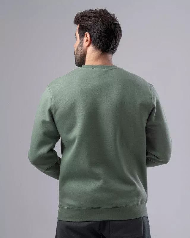 CONTRAST DESIGN SWEATSHIRT  - OLIVE