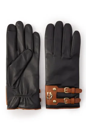 Contrast Leather Gloves (Black Tan)