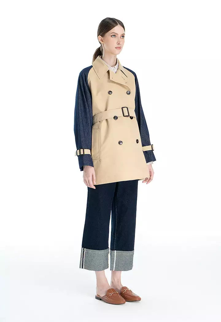 Contrast Trench Coat Design Outer Jacket