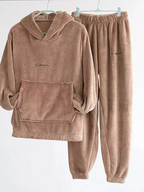 Cozy Women's Solid Color Sweatshirt and Tracksuit Pants Set for Everyday Wear