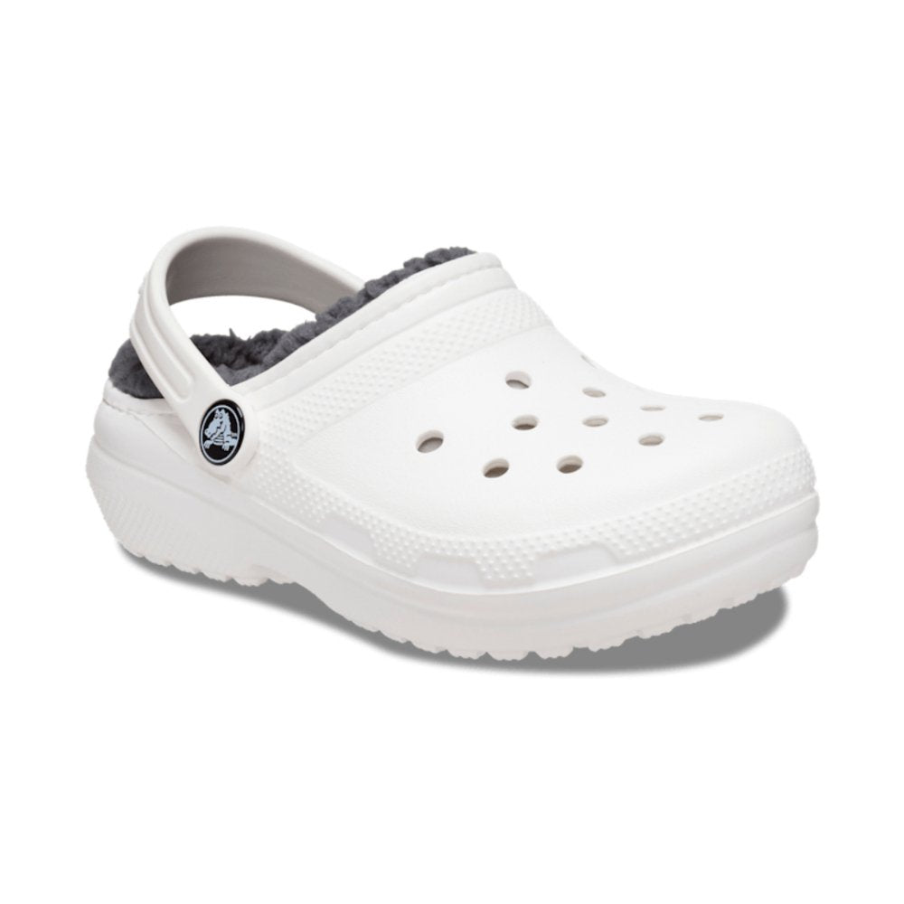 Crocs Kids Classic Lined Clog - White/Grey