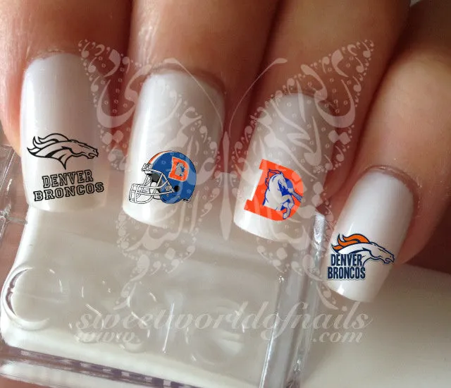 Denver Broncos Football Nail Art Water Decals