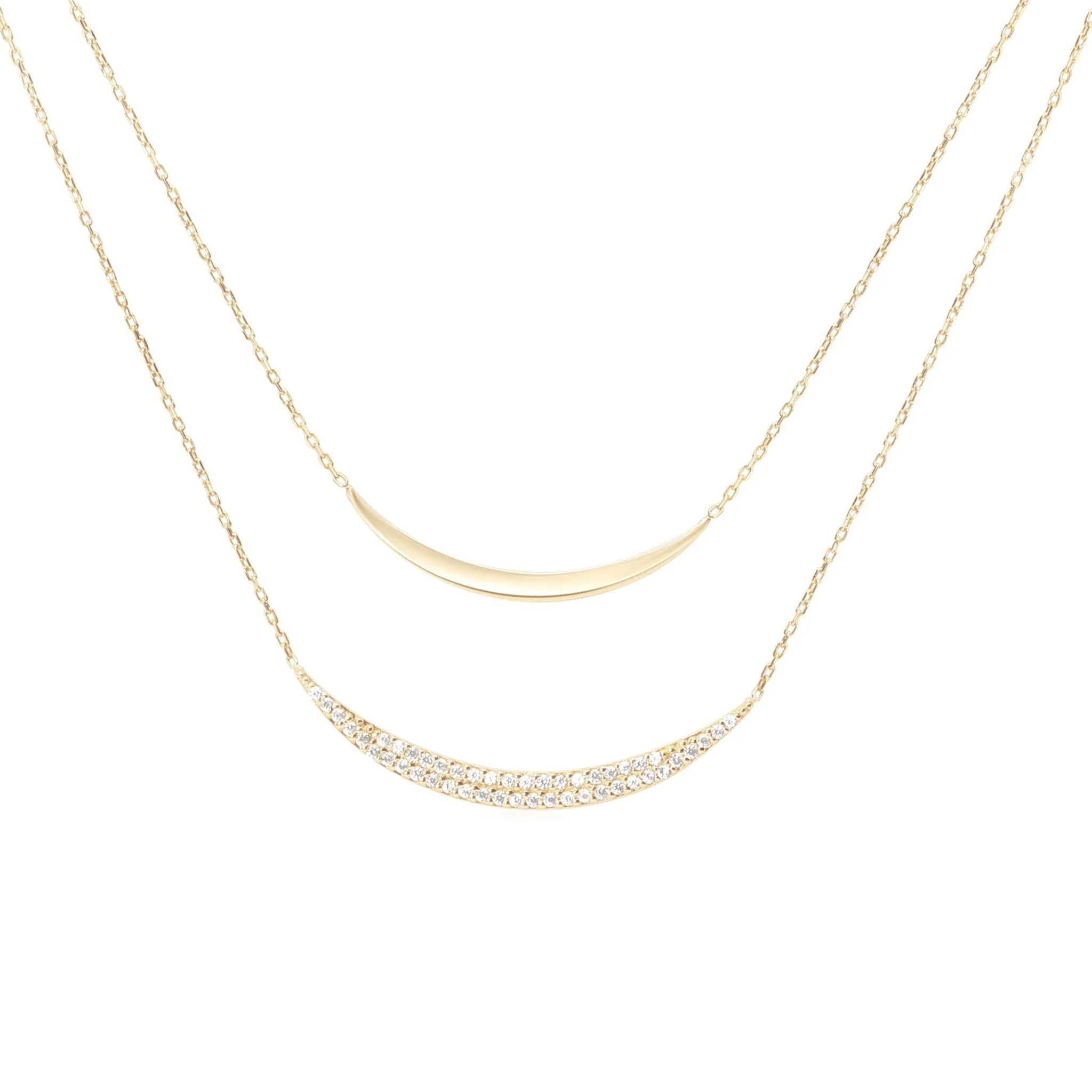 Diamond Double Curve Layering Necklace