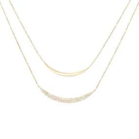 Diamond Double Curve Layering Necklace