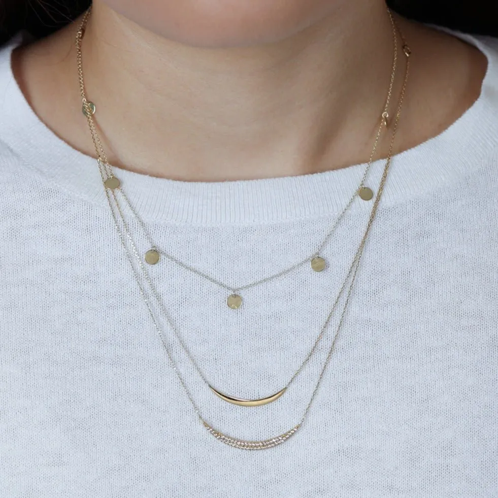 Diamond Double Curve Layering Necklace