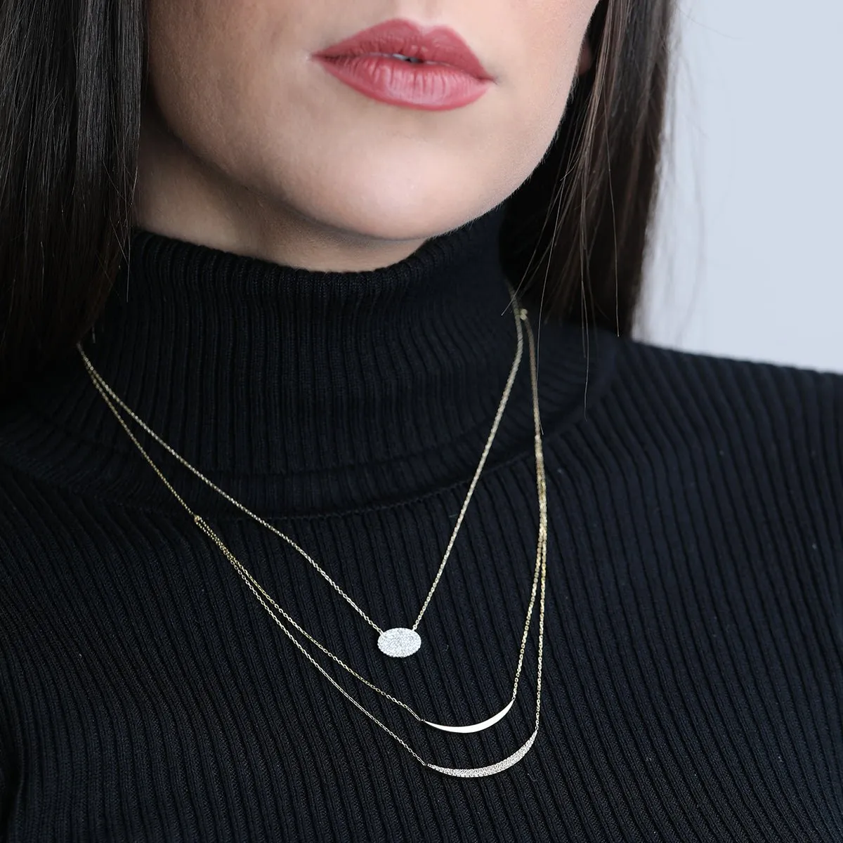 Diamond Double Curve Layering Necklace