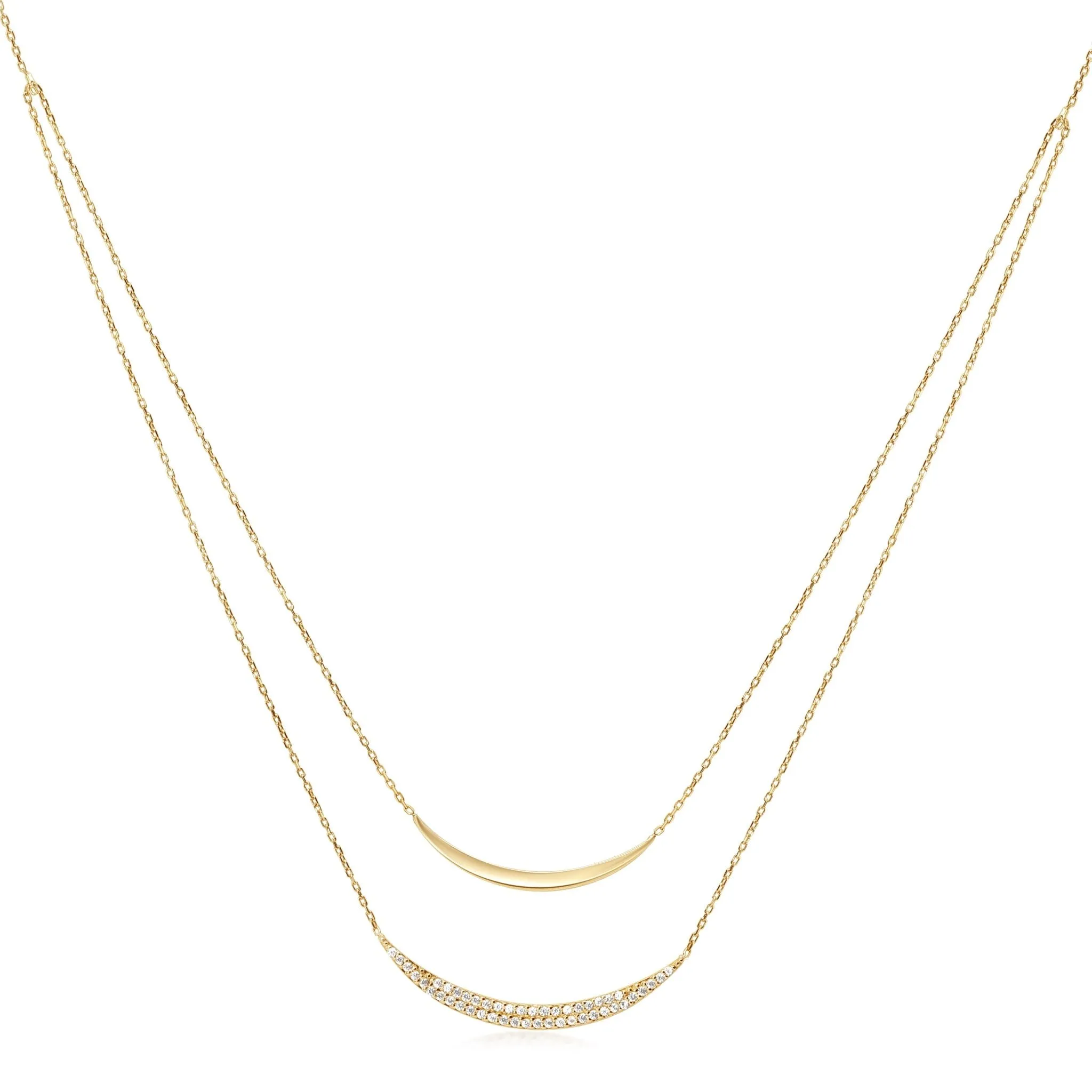 Diamond Double Curve Layering Necklace