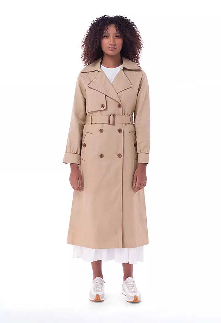 Double Breasted Solid Trench Coat