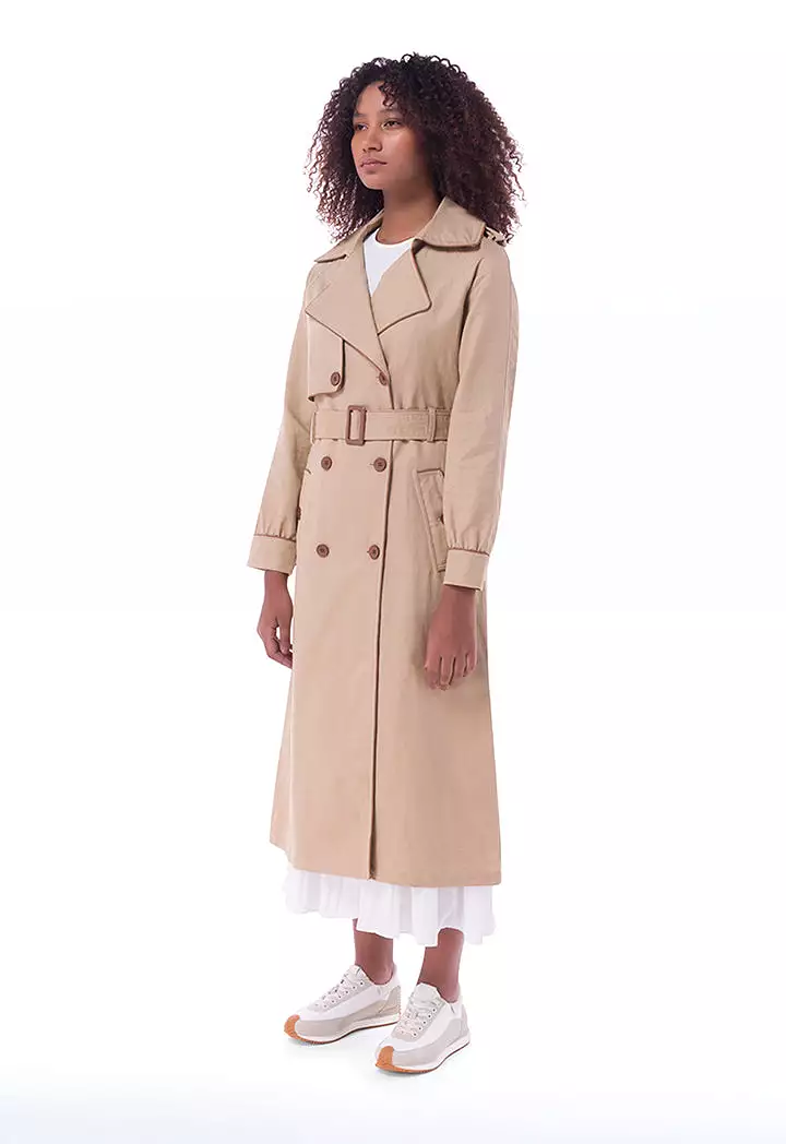 Double Breasted Solid Trench Coat