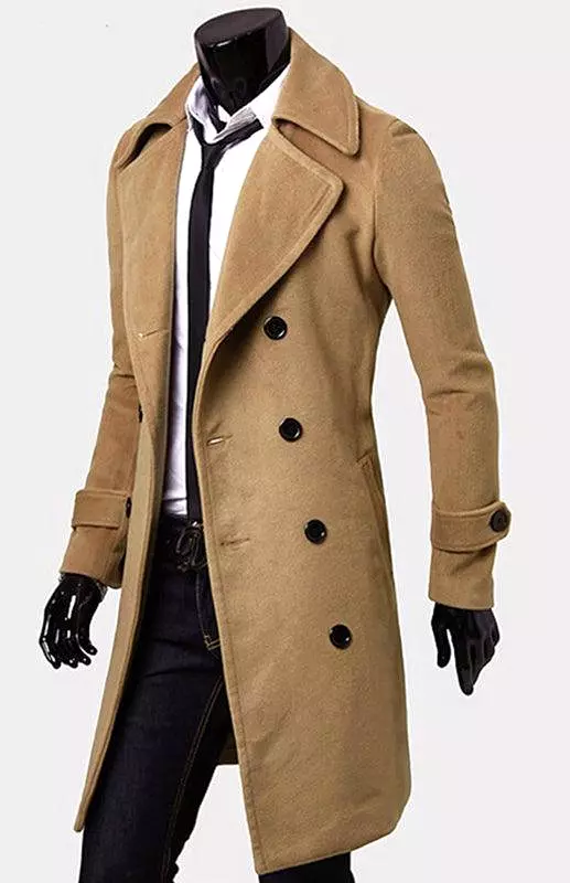 Double Breasted  Wool Men Winter Coat