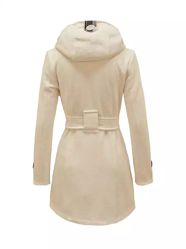 Elegant Double-Breasted Women's Winter Pea Coat with Belt