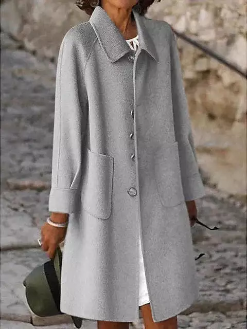 Elegant Lapel Pea Coat for Women's Winter Warmth