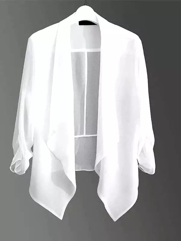 Elegant Women's Plus Size 3/4 Sleeve Blazer in Black and White