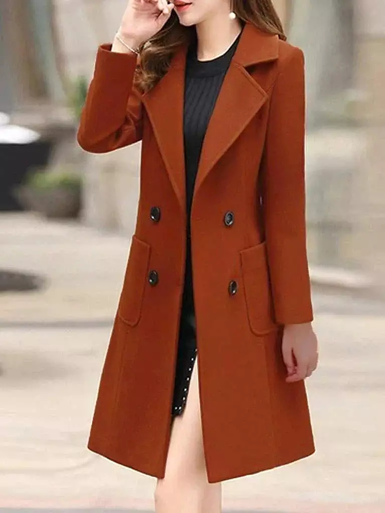 Elegant Women's Winter Pea Coat with Zipper Closure and Stylish Hoodie Neckline