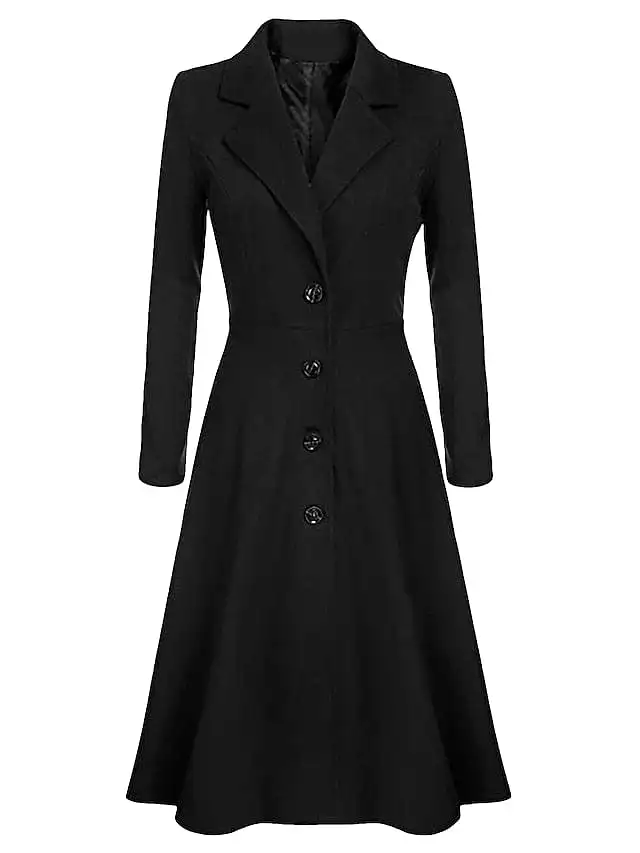 Elegant Women's Wool Blend Long Pea Coat for Winter