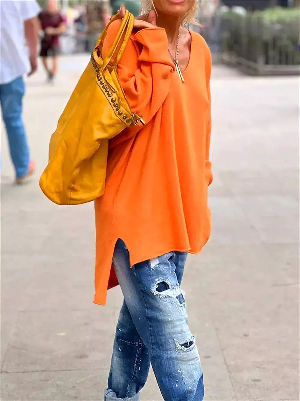 Elevate Your Style with Women's V-Neck Oversized Sweatshirt