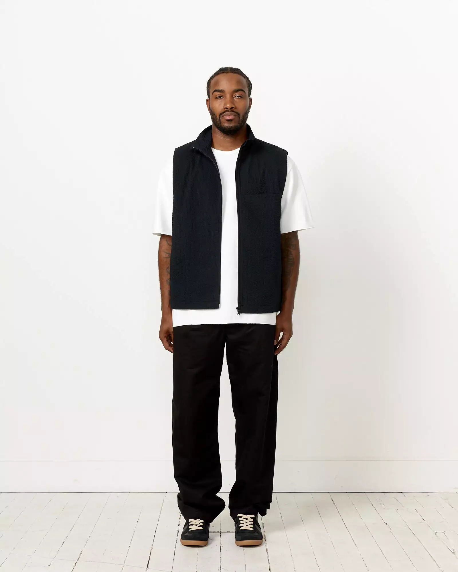 Full Zip Track Vest in Black