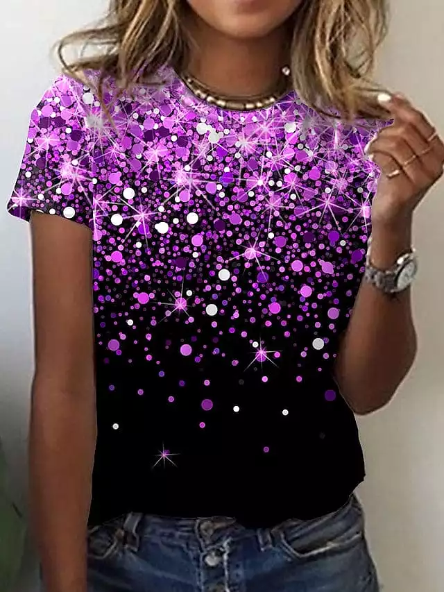 Galaxy Print Women's T-Shirt with Abstract Painting Design