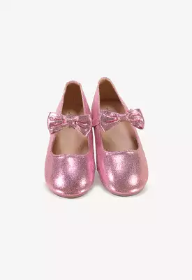 Glittery Ribbon Details Flat Shoes